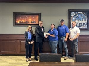 Hershey volunteer fire department receiving donation check.
